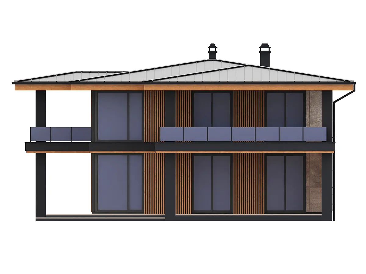 Divstāvu mājas projekts 194 m²: 3 Guļamistabas, 3 Vannasistabas, Atvērta virtuve, bez Garāžas