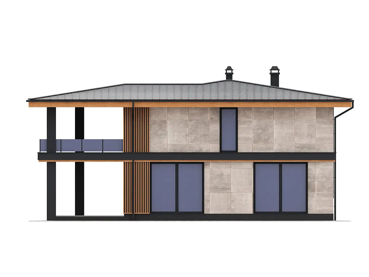 Divstāvu mājas projekts 193 m²: 4 Guļamistabas, 3 Vannasistabas, Atvērta virtuve, bez Garāžas