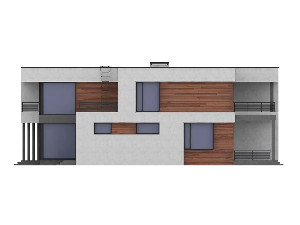 Divstāvu mājas projekts 351 m²: 3 Guļamistabas, Darba istaba, 3 Vannasistabas, Atvērta virtuve, bez Garāžas