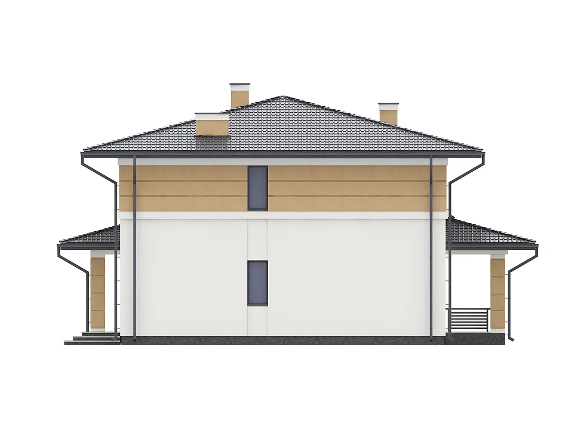 Divstāvu mājas projekts 184 m²: 5 Guļamistabas, 3 Vannasistabas, Atvērta virtuve, bez Garāžas