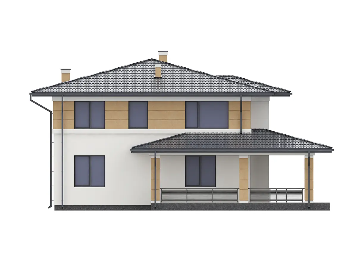 Divstāvu mājas projekts 184 m²: 5 Guļamistabas, 3 Vannasistabas, Atvērta virtuve, bez Garāžas
