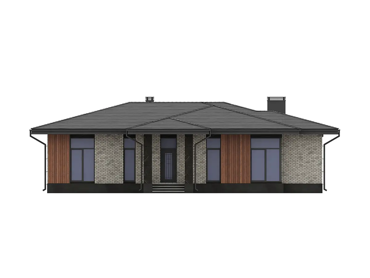 Vienstāva mājas projekts 154 m²: 3 Guļamistabas, 2 Vannasistabas, Atvērta virtuve, bez Garāžas