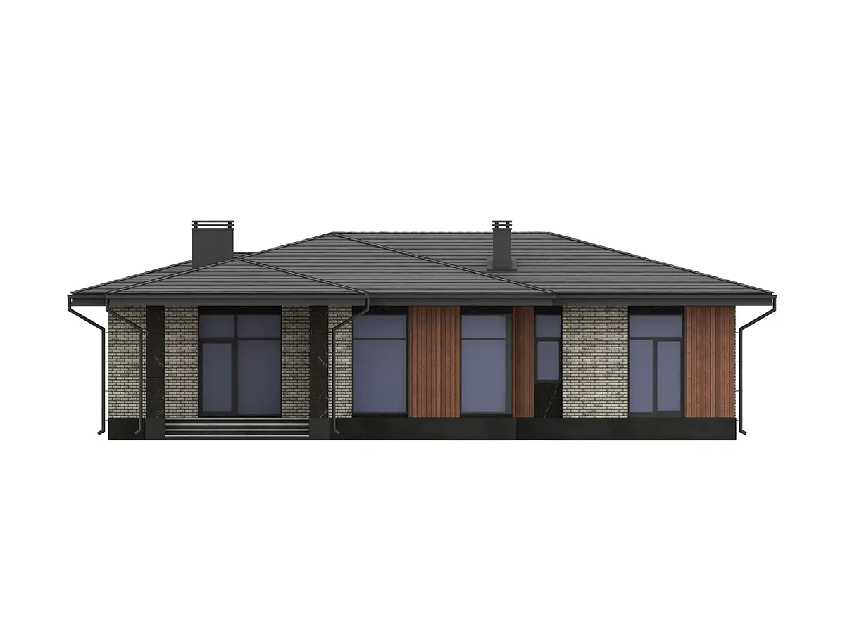 Vienstāva mājas projekts 154 m²: 3 Guļamistabas, 2 Vannasistabas, Atvērta virtuve, bez Garāžas