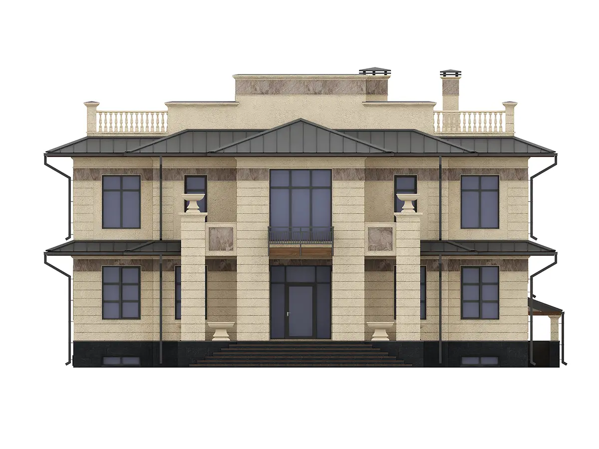 Trīsstāvu mājas projekts + pagrabu 545 m²: 6 Guļamistabas, Darba istaba, 6 Vannasistabas, bez Garāžas
