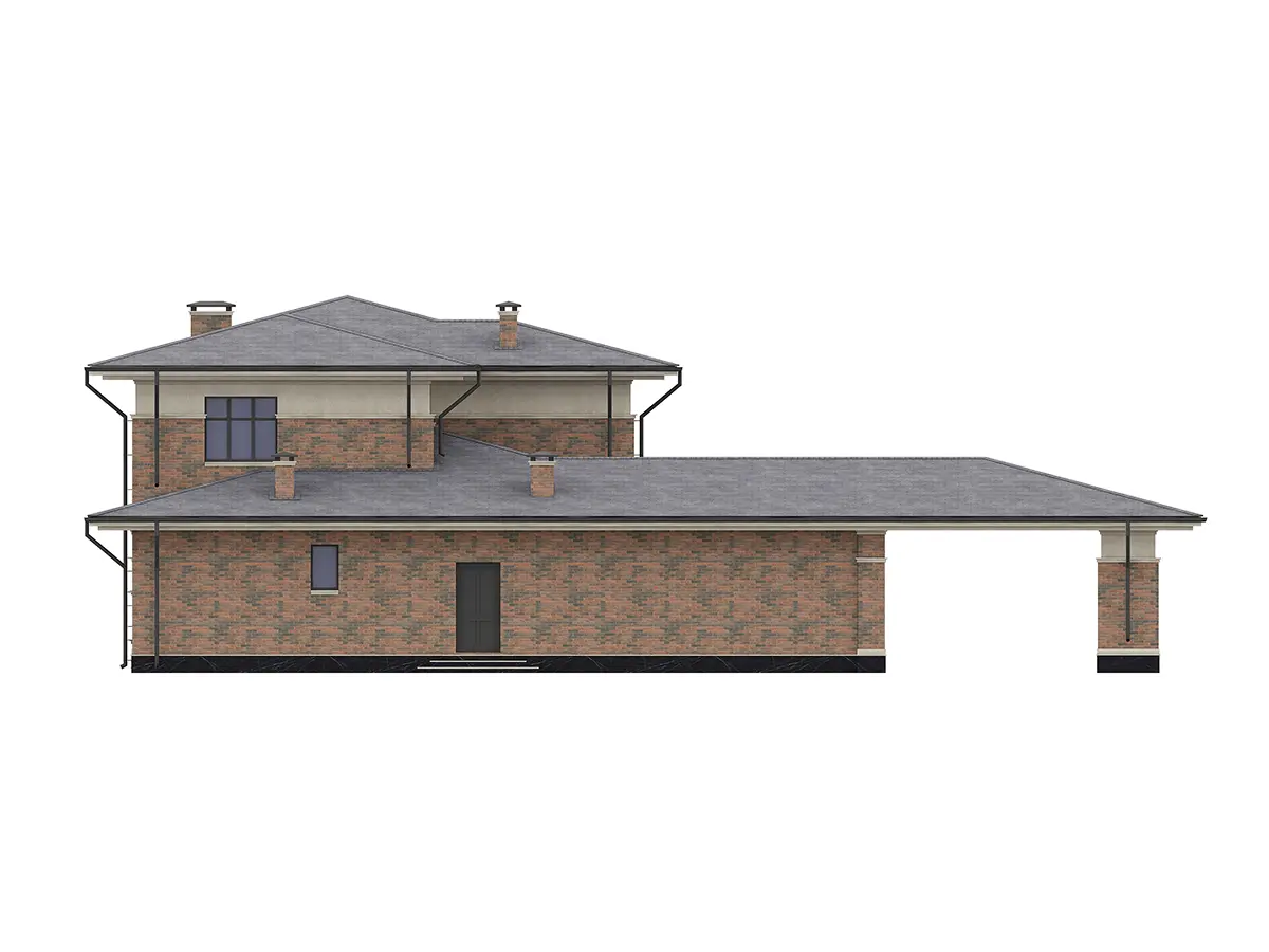 Divstāvu mājas projekts 313 m²: 4 Guļamistabas, 3 Vannasistabas, Atvērta virtuve, bez Garāžas