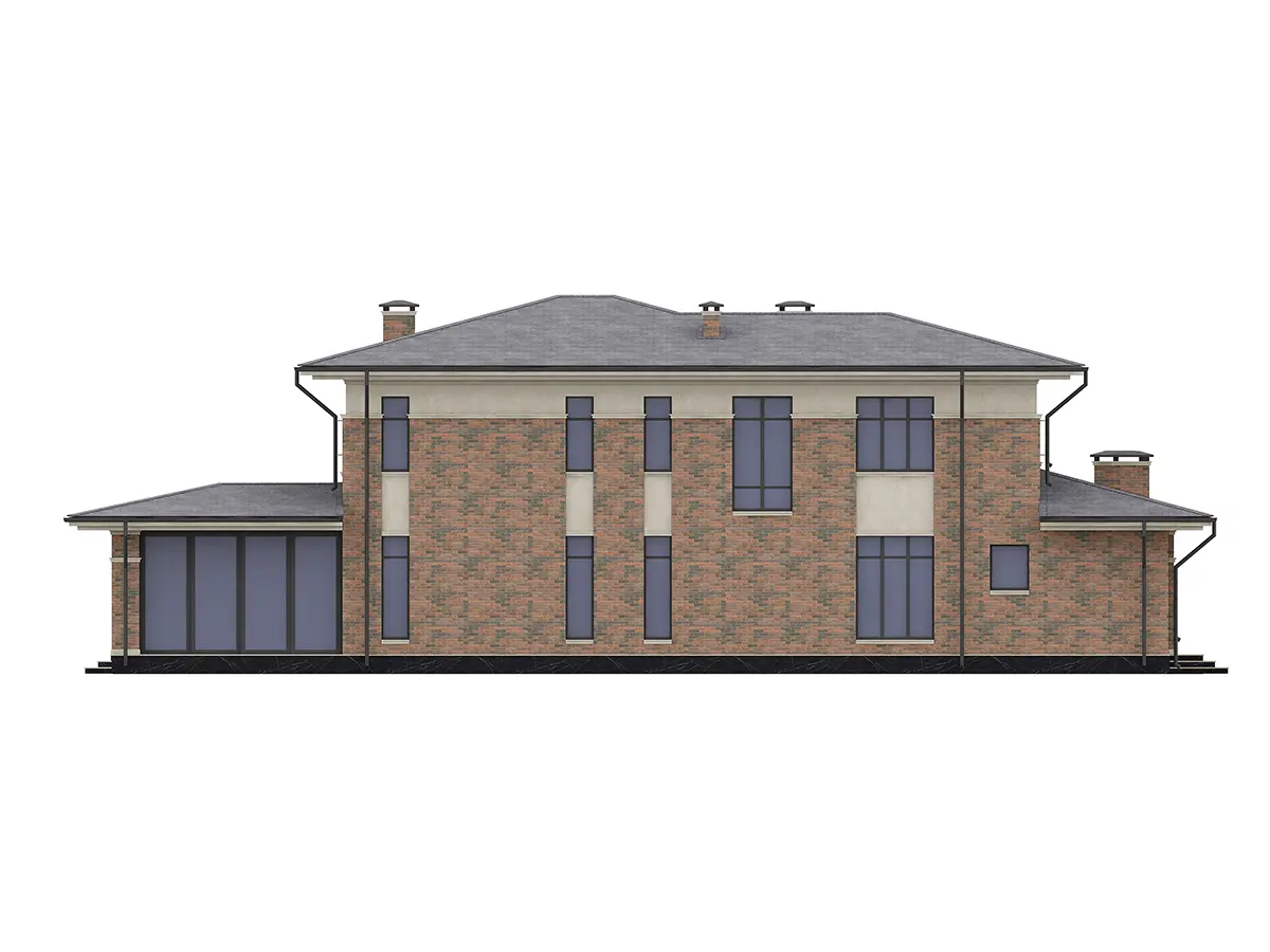 Divstāvu mājas projekts 313 m²: 4 Guļamistabas, 3 Vannasistabas, Atvērta virtuve, bez Garāžas