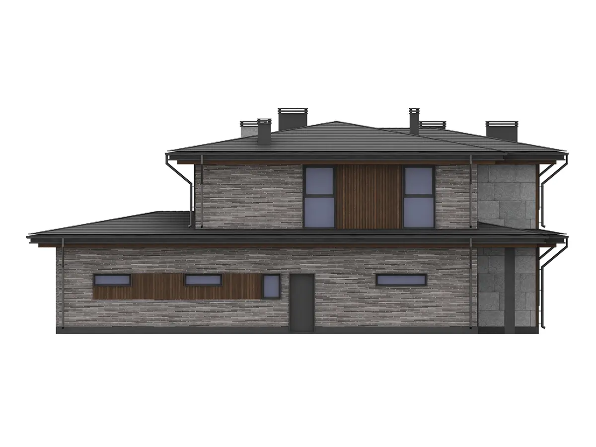 Divstāvu mājas projekts 423 m²: 4 Guļamistabas, Darba istaba, 4 Vannasistabas, Atvērta virtuve, Garāža