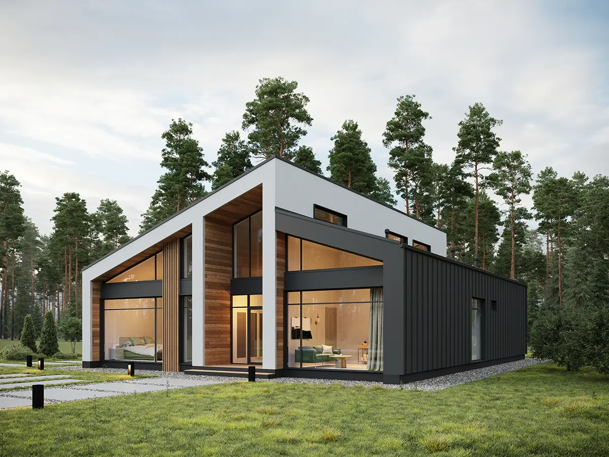 Mājas projekts ar mansardu 212 m²: 3 Guļamistabas, 2 Vannasistabas, Atvērta virtuve, bez Garāžas