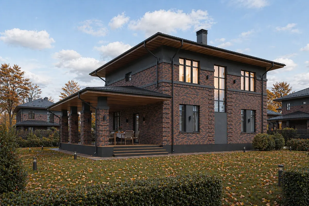 Divstāvu mājas projekts 165 m²: 4 Guļamistabas, Darba istaba, 3 Vannasistabas, bez Garāžas