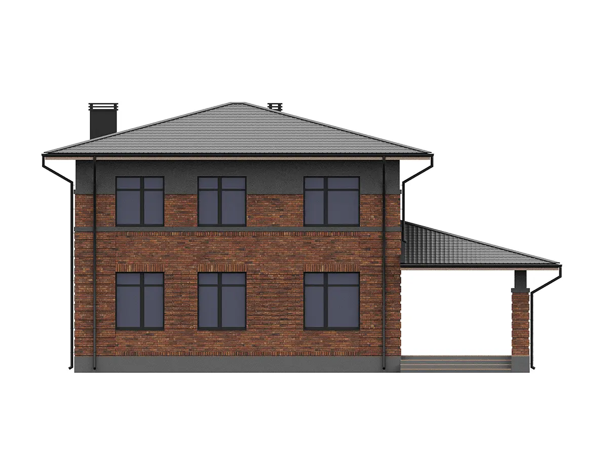 Divstāvu mājas projekts 165 m²: 4 Guļamistabas, Darba istaba, 3 Vannasistabas, bez Garāžas