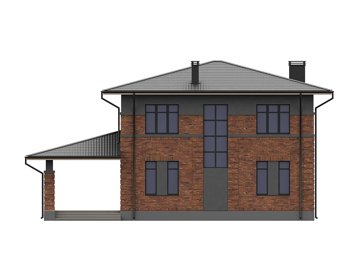 Divstāvu mājas projekts 165 m²: 4 Guļamistabas, Darba istaba, 3 Vannasistabas, bez Garāžas