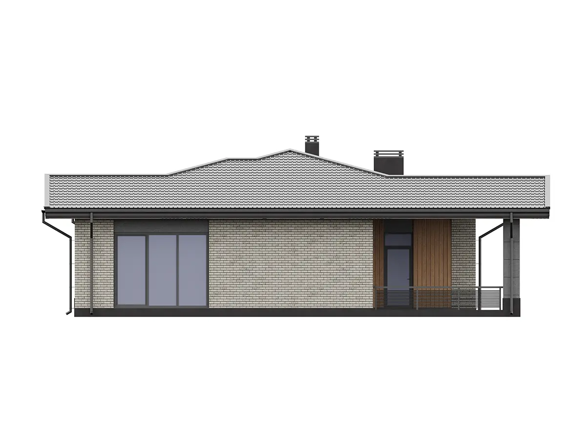 Vienstāva mājas projekts 144 m²: 3 Guļamistabas, 2 Vannasistabas, Atvērta virtuve, bez Garāžas