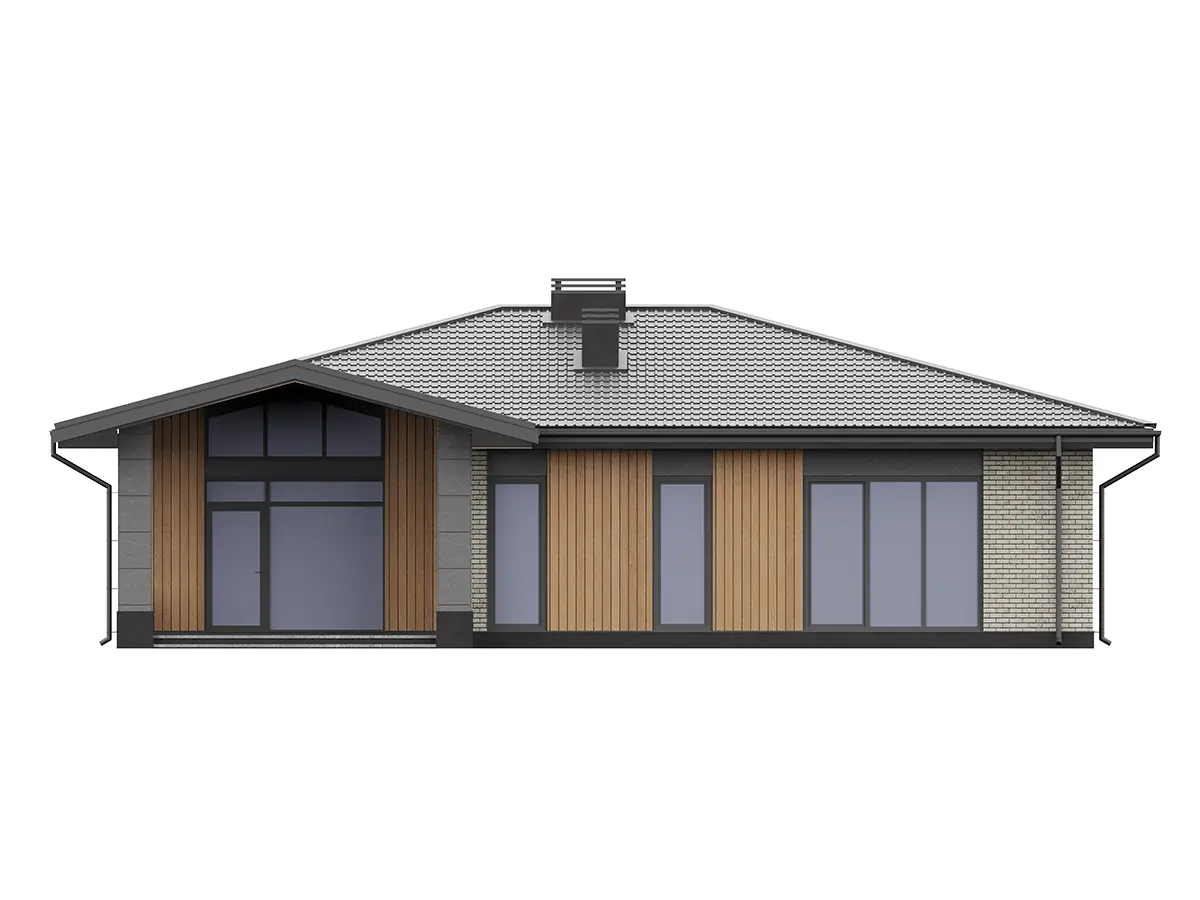 Vienstāva mājas projekts 144 m²: 3 Guļamistabas, 2 Vannasistabas, Atvērta virtuve, bez Garāžas