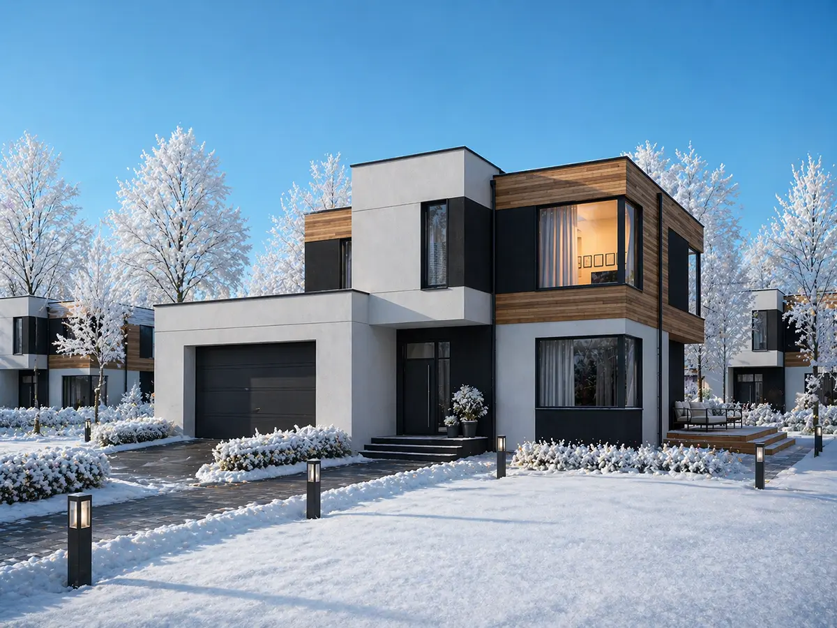 Divstāvu mājas projekts 211 m²: 4 Guļamistabas, Darba istaba, 4 Vannasistabas, Atvērta virtuve, Garāža