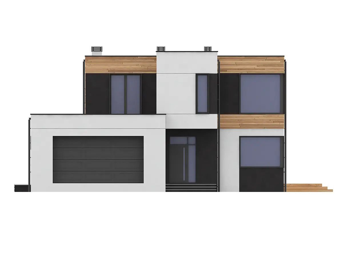 Divstāvu mājas projekts 211 m²: 4 Guļamistabas, Darba istaba, 4 Vannasistabas, Atvērta virtuve, Garāža