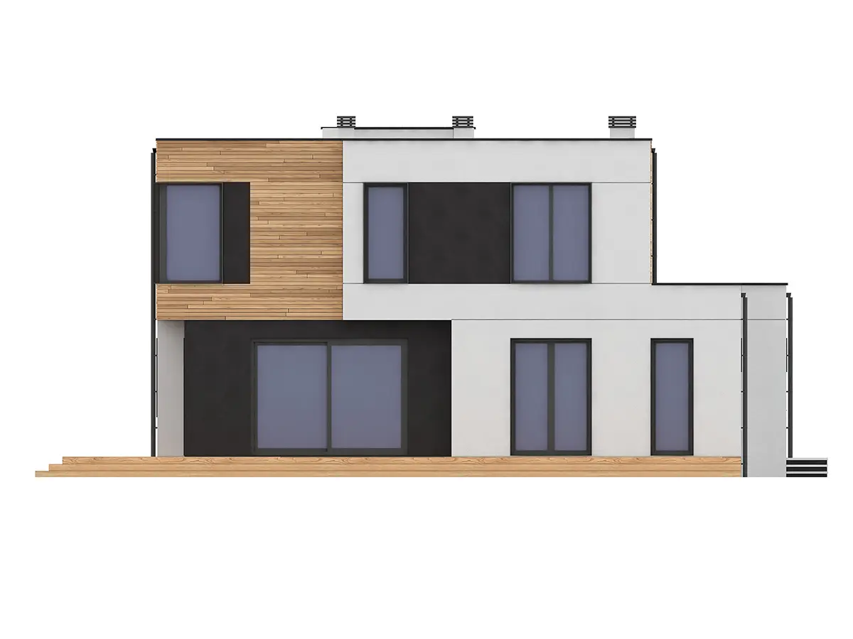 Divstāvu mājas projekts 211 m²: 4 Guļamistabas, Darba istaba, 4 Vannasistabas, Atvērta virtuve, Garāža