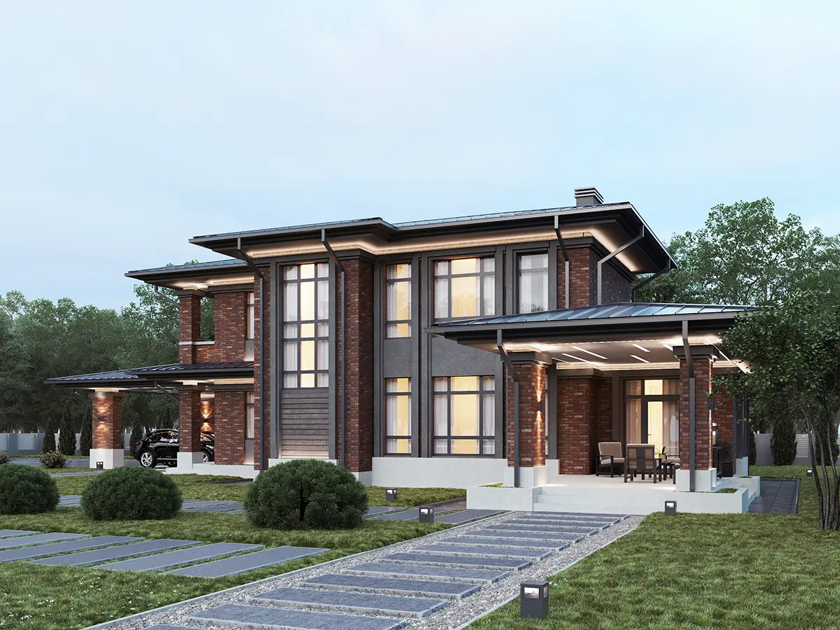 Divstāvu mājas projekts 211 m²: 3 Guļamistabas, 4 Vannasistabas, Atvērta virtuve, bez Garāžas
