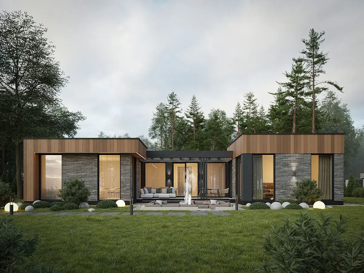 Vienstāva mājas projekts 168 m²: 4 Guļamistabas, 2 Vannasistabas, Atvērta virtuve, bez Garāžas