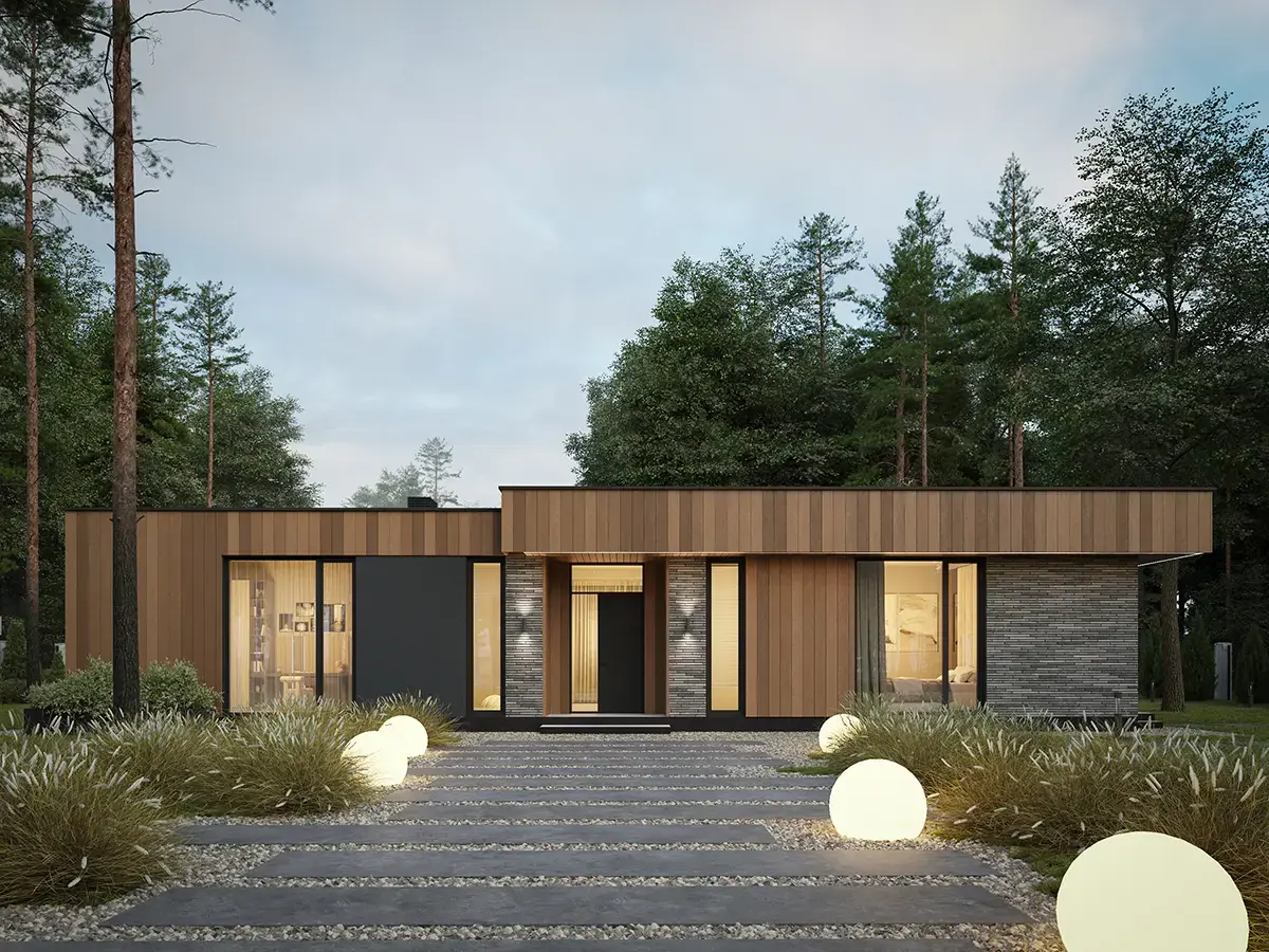 Vienstāva mājas projekts 168 m²: 4 Guļamistabas, 2 Vannasistabas, Atvērta virtuve, bez Garāžas