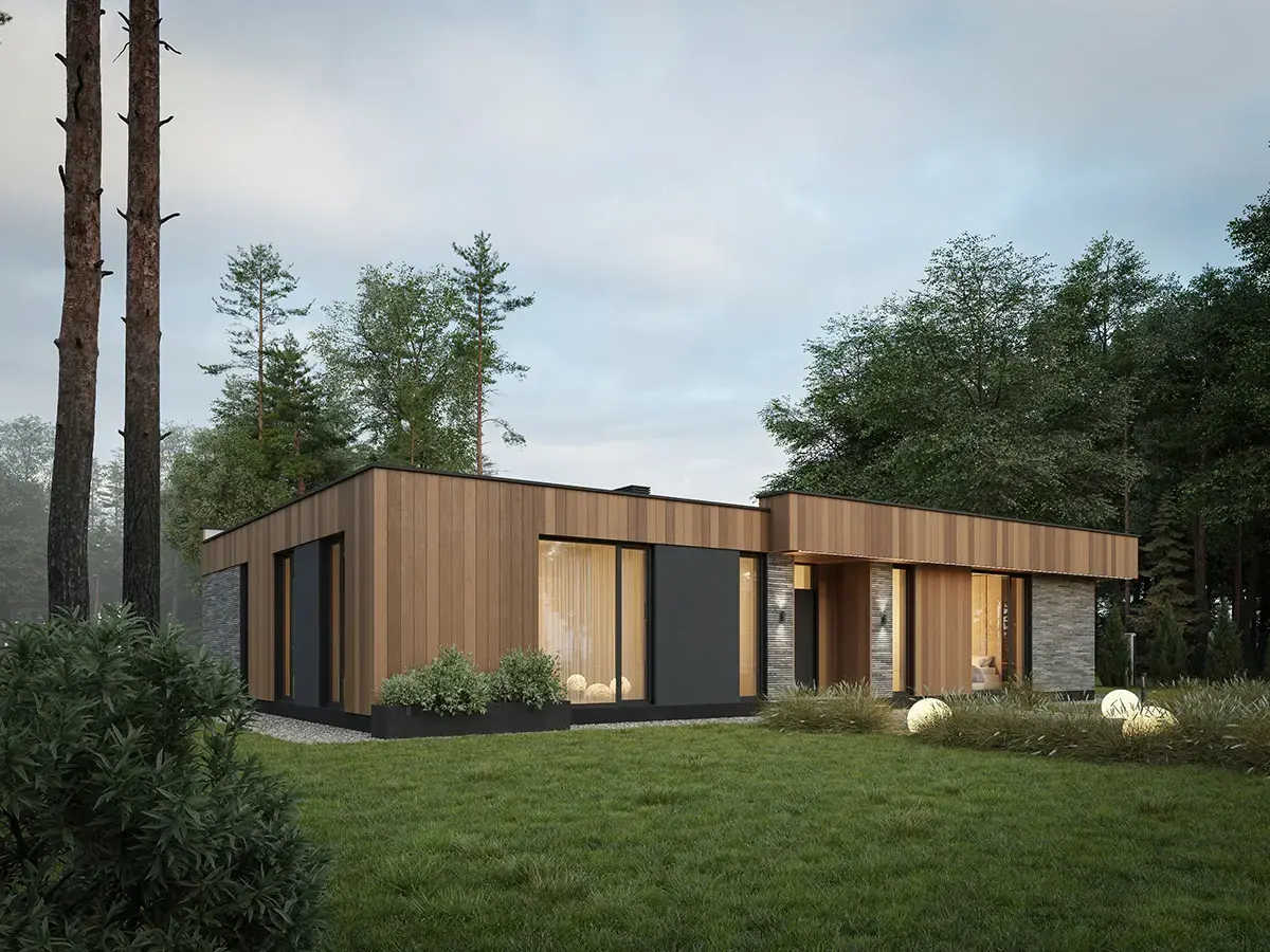 Vienstāva mājas projekts 168 m²: 4 Guļamistabas, 2 Vannasistabas, Atvērta virtuve, bez Garāžas
