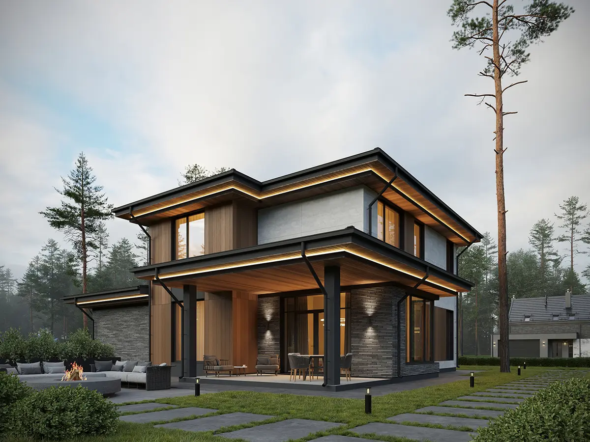 Divstāvu mājas projekts 178 m²: 4 Guļamistabas, 3 Vannasistabas, Atvērta virtuve, bez Garāžas