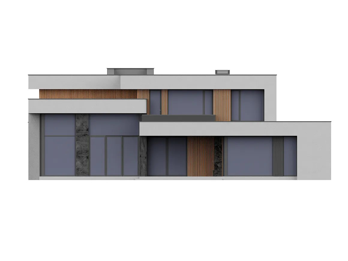 Divstāvu mājas projekts 293 m²: 4 Guļamistabas, 5 Vannasistabas, Atvērta virtuve, bez Garāžas