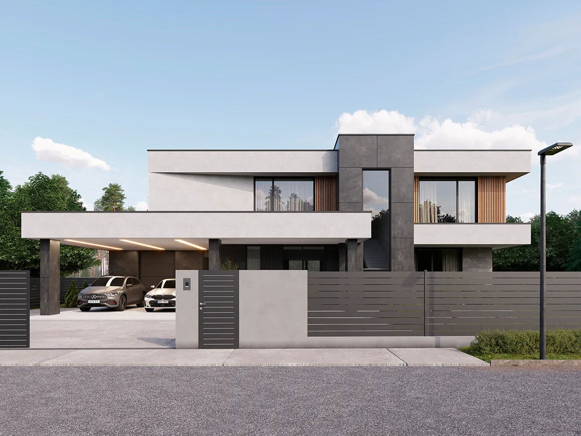Divstāvu mājas projekts 293 m²: 4 Guļamistabas, 5 Vannasistabas, Atvērta virtuve, bez Garāžas