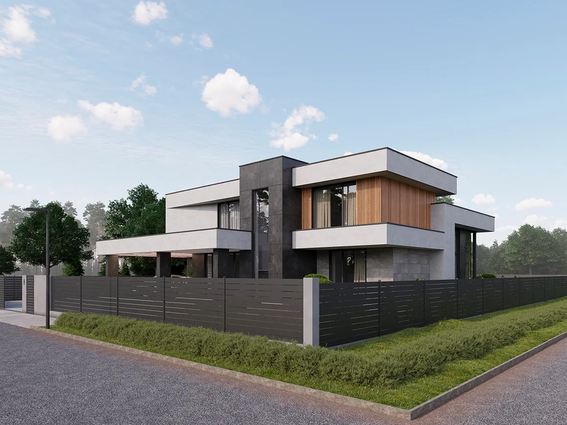 Divstāvu mājas projekts 293 m²: 4 Guļamistabas, 5 Vannasistabas, Atvērta virtuve, bez Garāžas