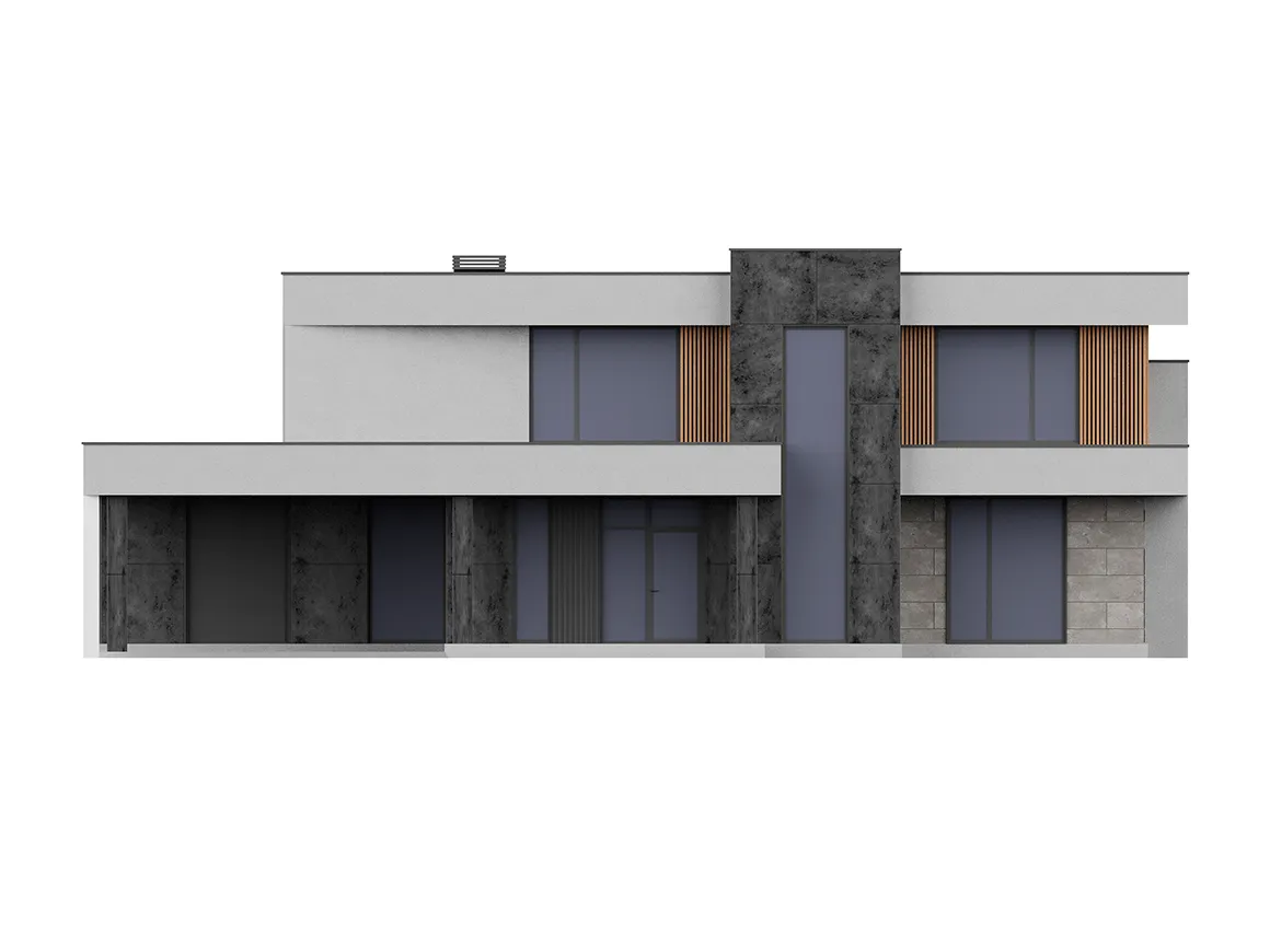 Divstāvu mājas projekts 293 m²: 4 Guļamistabas, 5 Vannasistabas, Atvērta virtuve, bez Garāžas