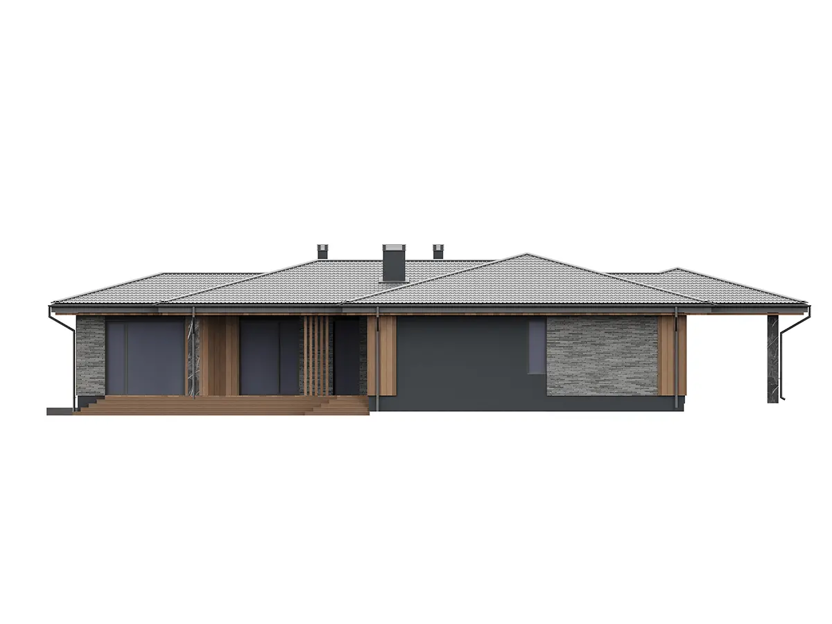 Vienstāva mājas projekts 160 m²: 3 Guļamistabas, 3 Vannasistabas, Atvērta virtuve, bez Garāžas