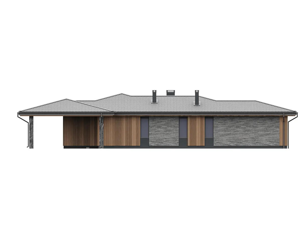 Vienstāva mājas projekts 160 m²: 3 Guļamistabas, 3 Vannasistabas, Atvērta virtuve, bez Garāžas