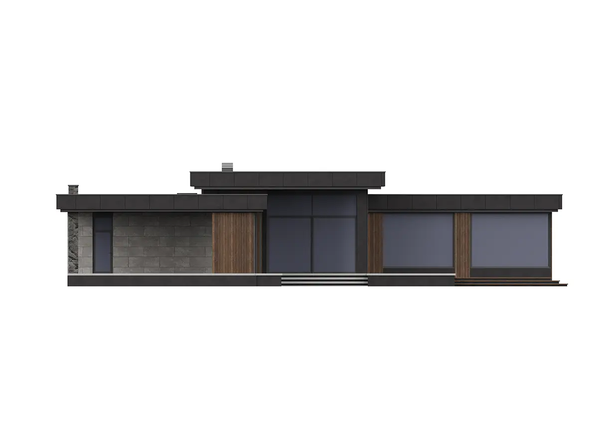 Vienstāva mājas projekts 206 m²: 2 Guļamistabas, Darba istaba, 3 Vannasistabas, Atvērta virtuve, bez Garāžas