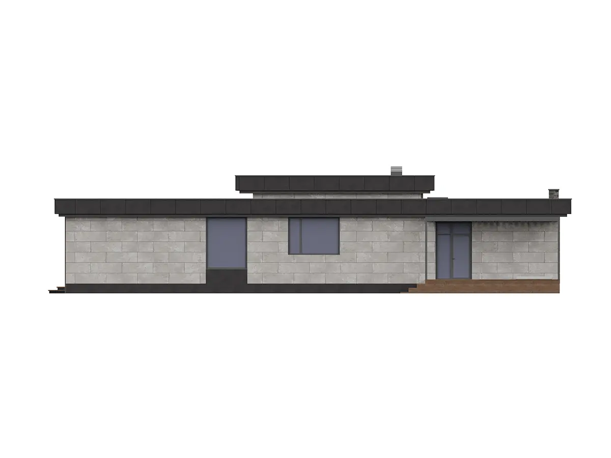 Vienstāva mājas projekts 206 m²: 2 Guļamistabas, Darba istaba, 3 Vannasistabas, Atvērta virtuve, bez Garāžas