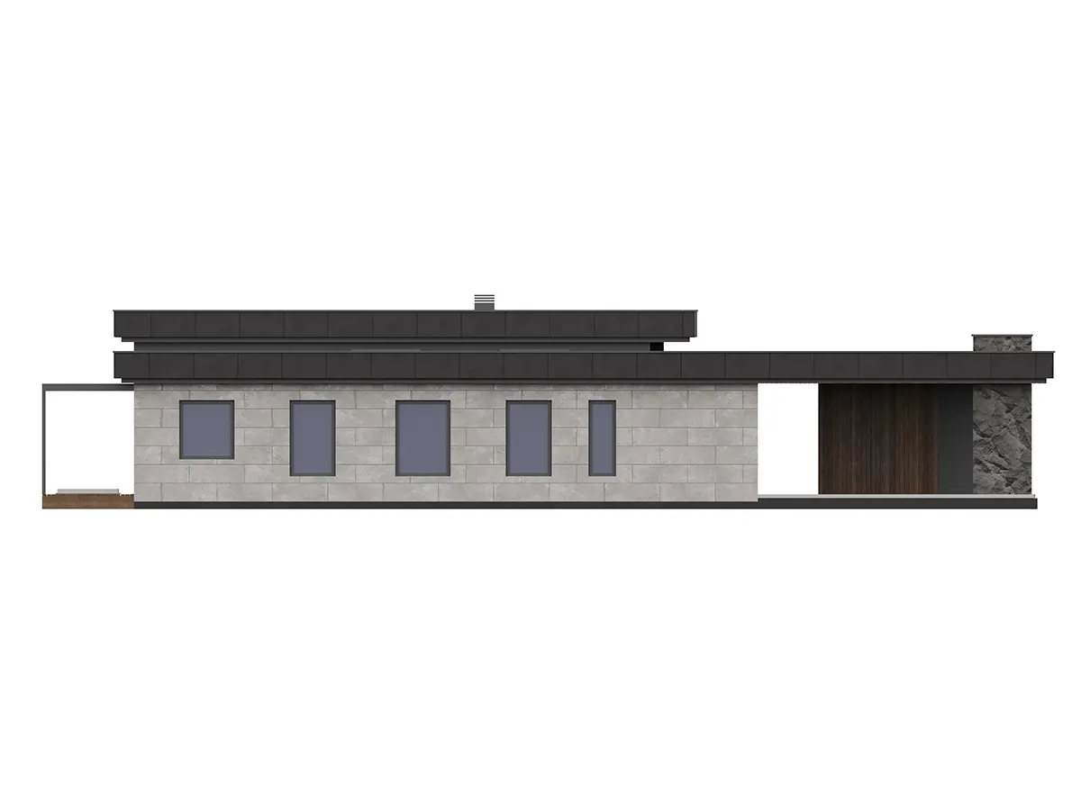 Vienstāva mājas projekts 206 m²: 2 Guļamistabas, Darba istaba, 3 Vannasistabas, Atvērta virtuve, bez Garāžas
