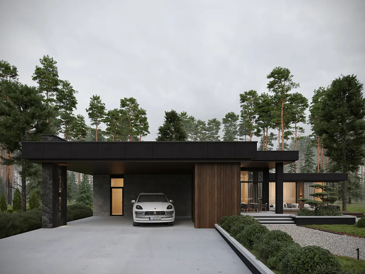 Vienstāva mājas projekts 206 m²: 2 Guļamistabas, Darba istaba, 3 Vannasistabas, Atvērta virtuve, bez Garāžas