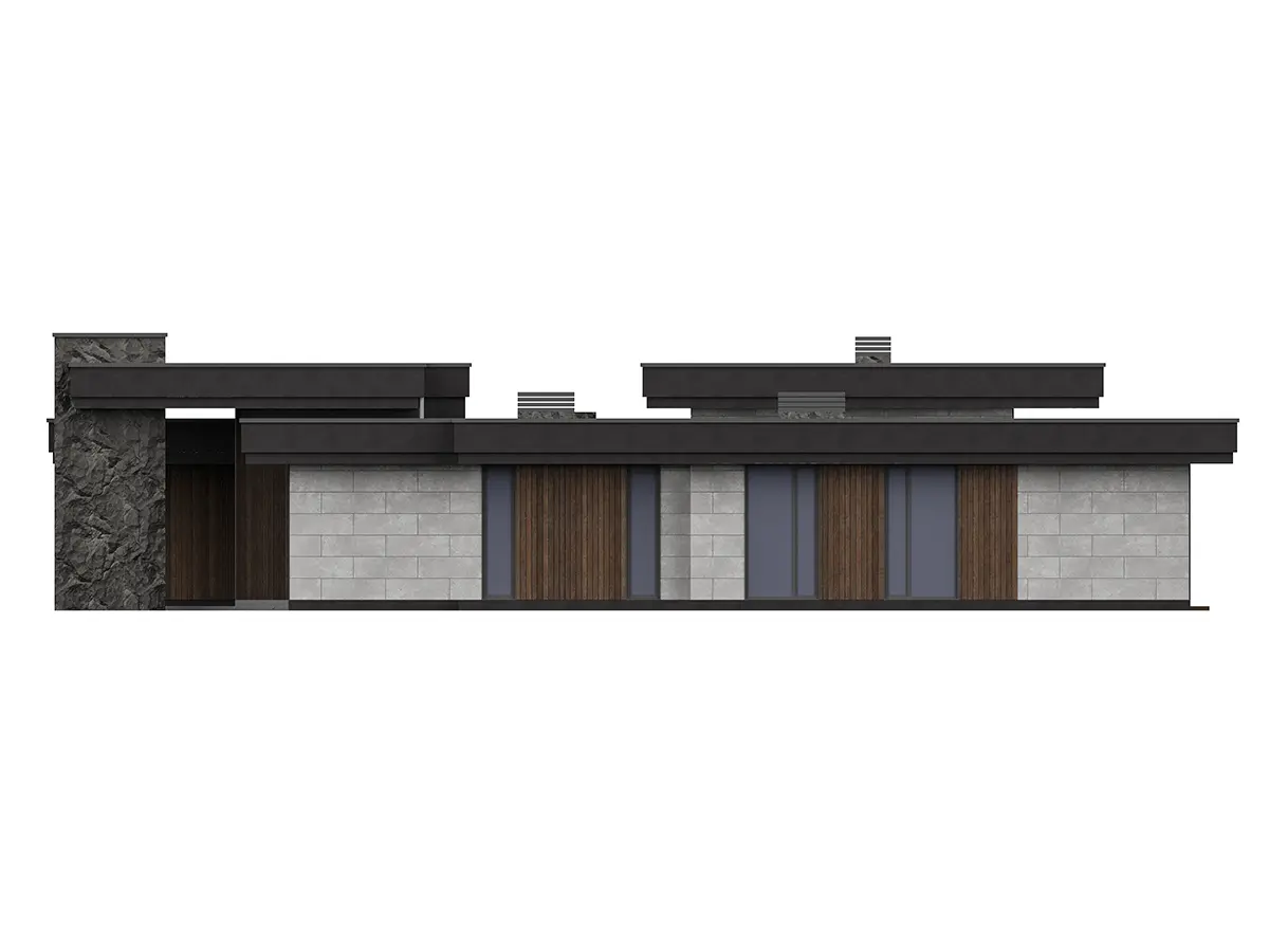 Vienstāva mājas projekts 313 m²: 4 Guļamistabas, Darba istaba, 3 Vannasistabas, Atvērta virtuve, Garāža