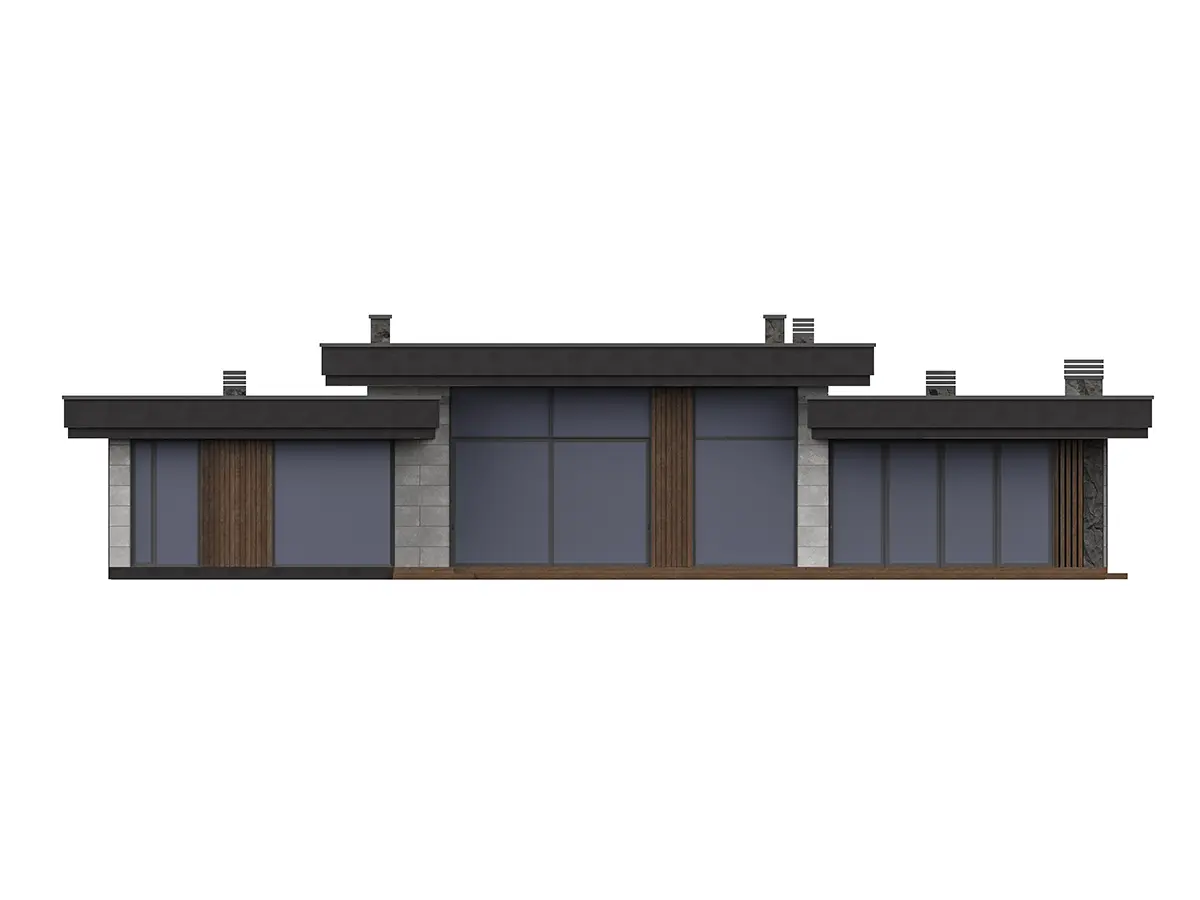 Vienstāva mājas projekts 313 m²: 4 Guļamistabas, Darba istaba, 3 Vannasistabas, Atvērta virtuve, Garāža