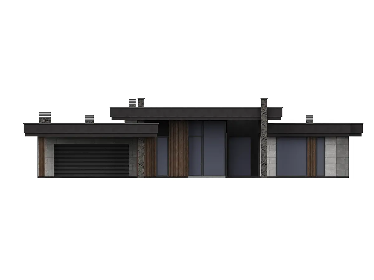 Vienstāva mājas projekts 313 m²: 4 Guļamistabas, Darba istaba, 3 Vannasistabas, Atvērta virtuve, Garāža