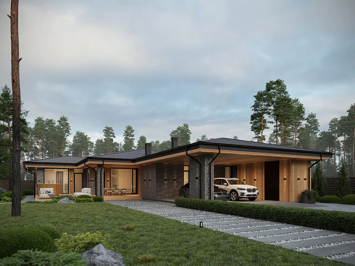 Vienstāva mājas projekts 172 m²: 3 Guļamistabas, 2 Vannasistabas, Atvērta virtuve, bez Garāžas
