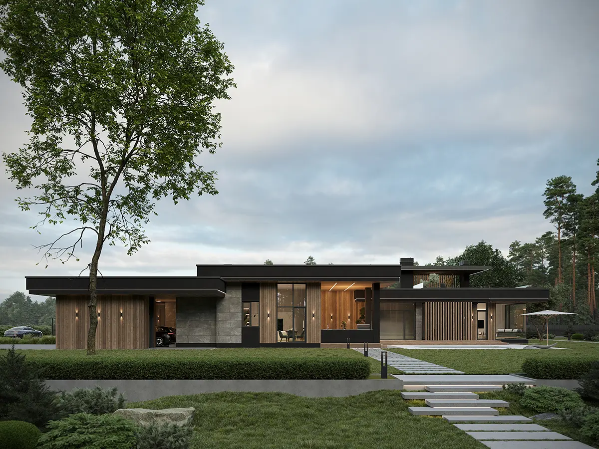Vienstāva mājas projekts 247 m²: 4 Guļamistabas, 4 Vannasistabas, Atvērta virtuve, bez Garāžas