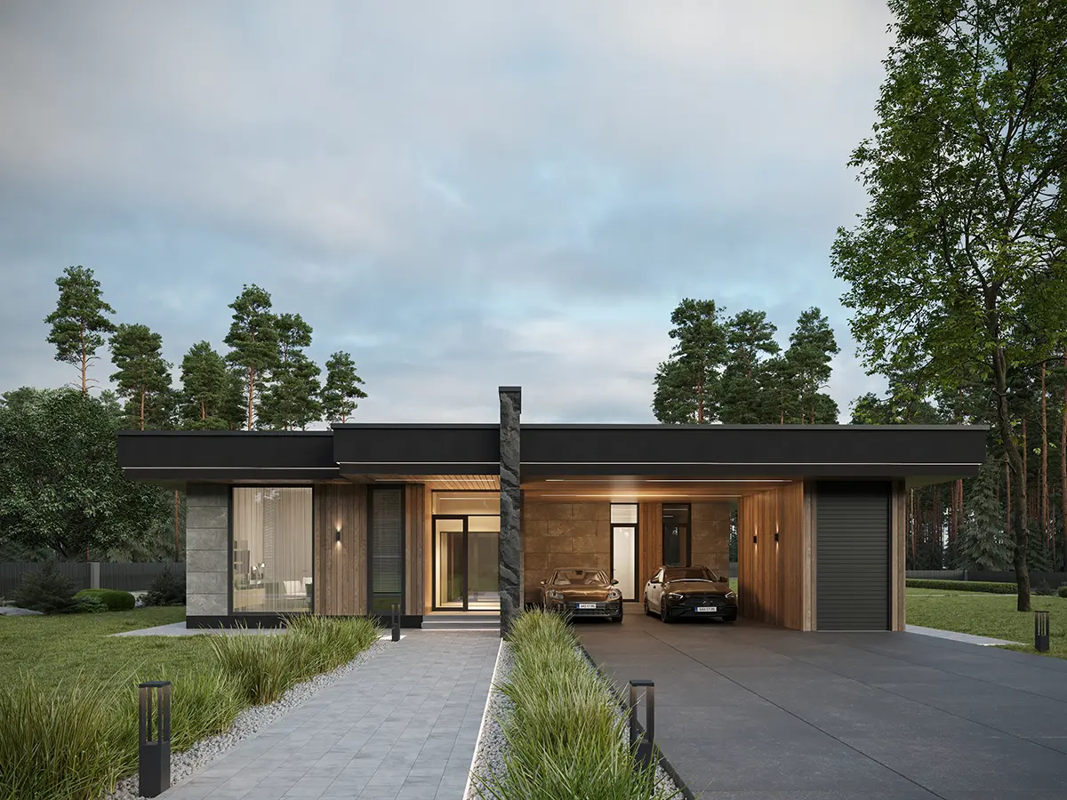 Vienstāva mājas projekts 247 m²: 4 Guļamistabas, 4 Vannasistabas, Atvērta virtuve, bez Garāžas