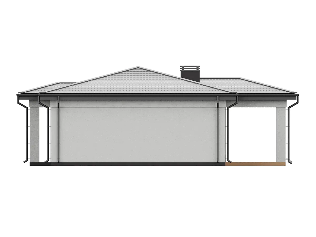 Vienstāva mājas projekts 65 m²: 2 Guļamistabas, 1 Vannasistabas, Atvērta virtuve, bez Garāžas