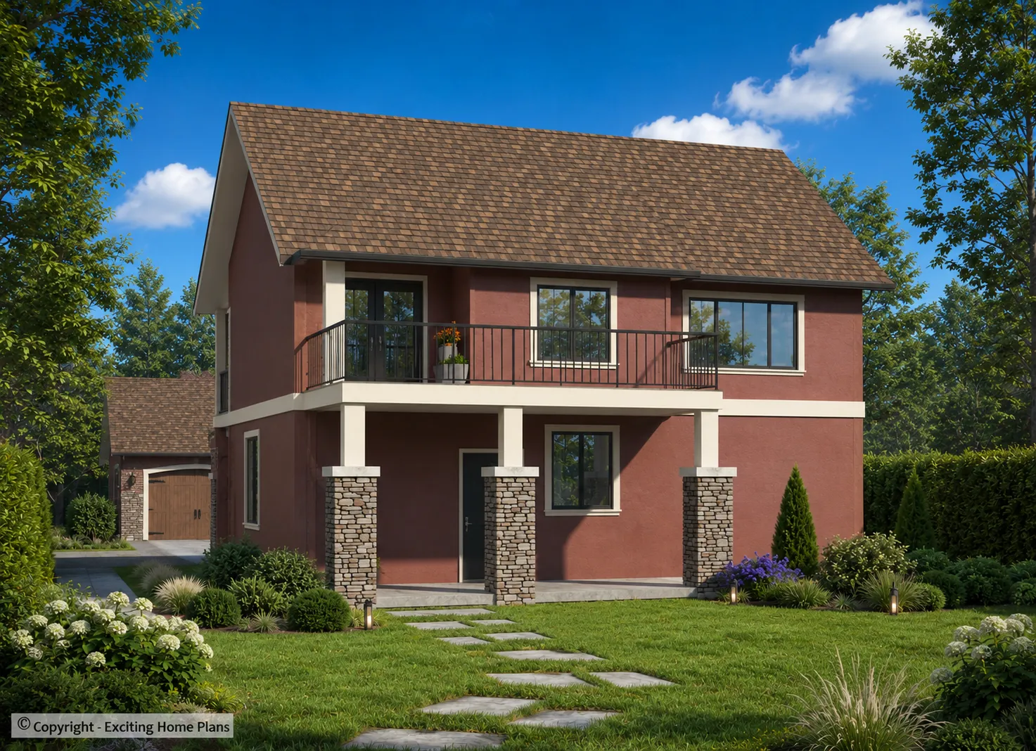 Divstāvu mājas projekts 261 m²: 4 Guļamistabas, 3 Vannasistabas, Atvērta virtuve, Garāža