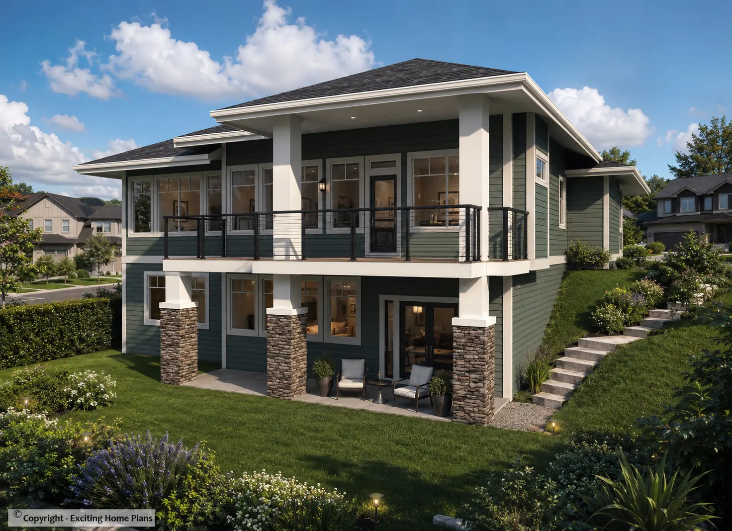 Vienstāva mājas projekts + pagrabu 305 m²: 4 Guļamistabas, 3 Vannasistabas, Atvērta virtuve, Garāža