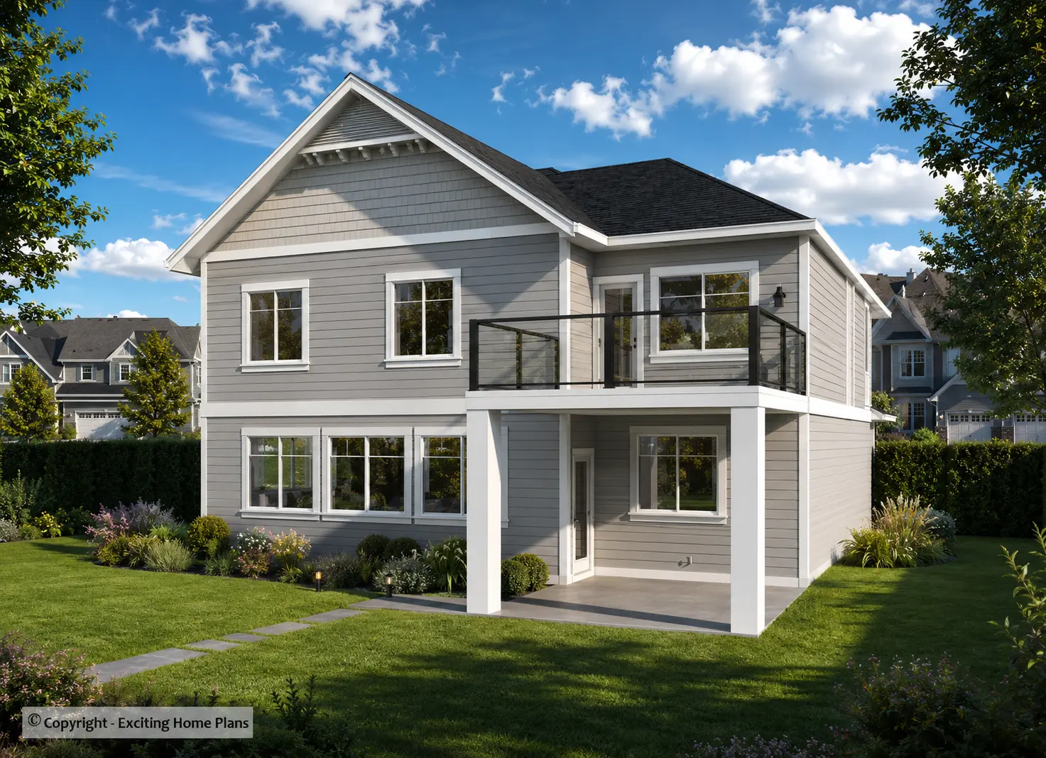 Divstāvu mājas projekts 308 m²: 5 Guļamistabas, 3 Vannasistabas, Atvērta virtuve, Garāža
