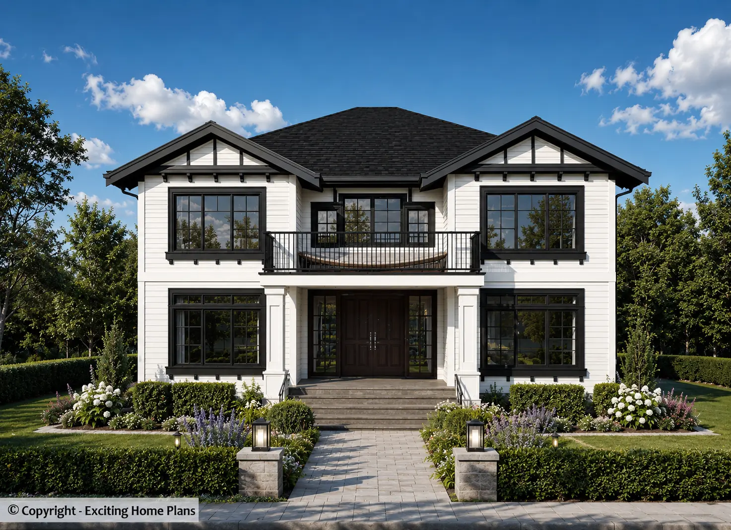 Divstāvu mājas projekts 519 m²: 6 Guļamistabas, Darba istaba, 4 Vannasistabas, Atvērta virtuve, Garāža