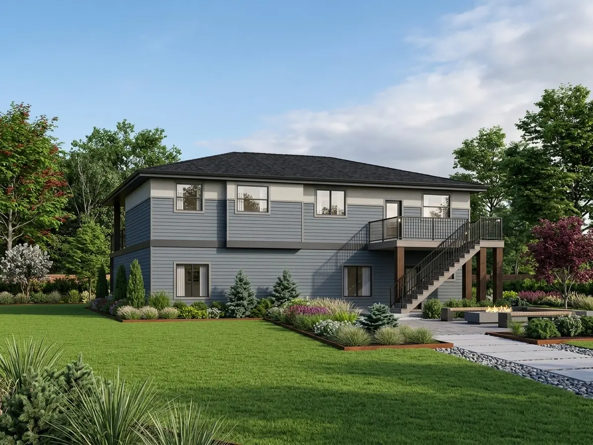 Divstāvu mājas projekts 307 m²: 5 Guļamistabas, 3 Vannasistabas, Atvērta virtuve, Garāža