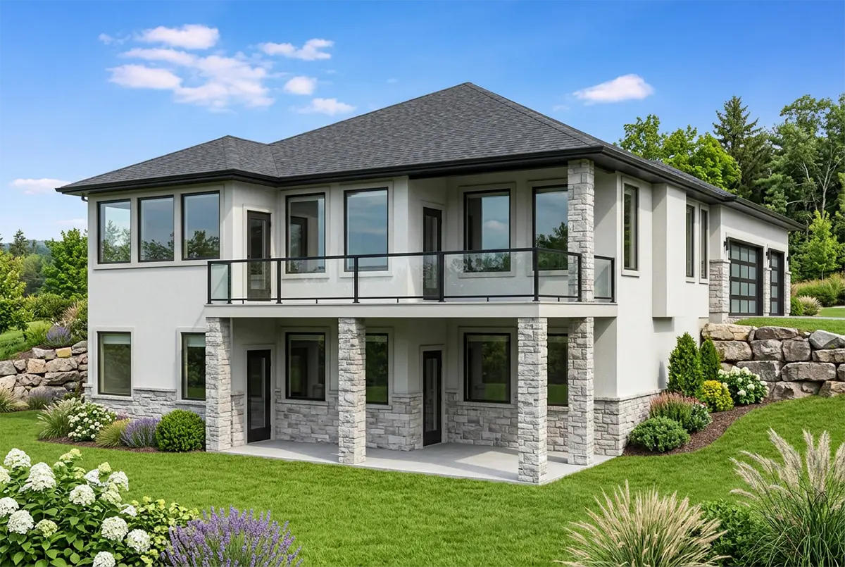 Vienstāva mājas projekts + pagrabu 314 m²: 4 Guļamistabas, 3 Vannasistabas, Atvērta virtuve, Garāža