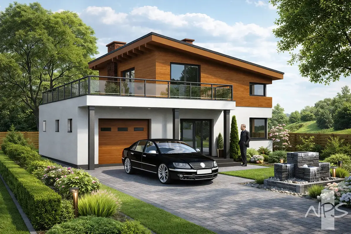 Divstāvu mājas projekts 116 m²: 2 Guļamistabas, 2 Vannasistabas, Garāža