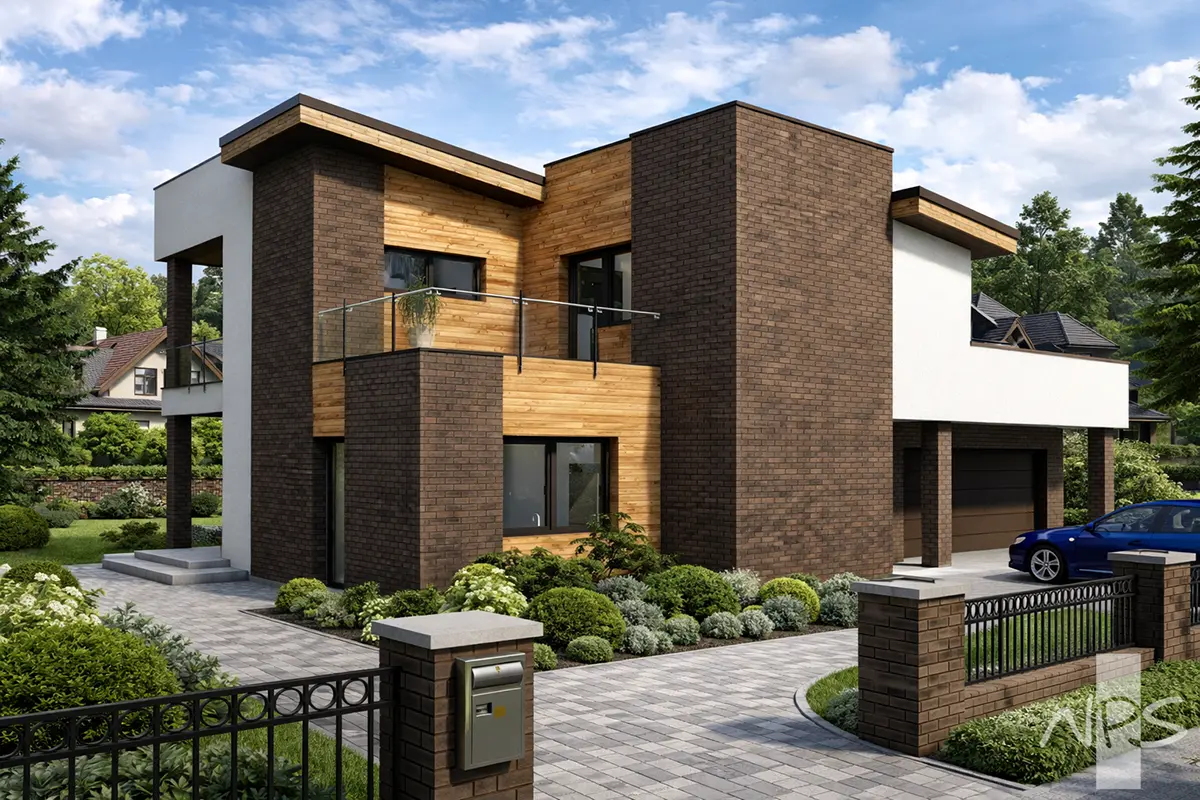 Divstāvu mājas projekts 179 m²: 3 Guļamistabas, 2 Vannasistabas, Garāža